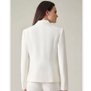 Kasper Women's Open-Front Jacket Size 8 White Workwear Mid-Length